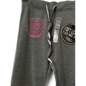 Thrill Maternity Fleece Capri's”LOVE 1994"Charcoal W/Pink Lettering/Women's Sz M